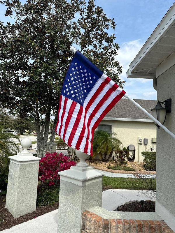 White Flag Poles for outside House - 5Ft Tangle Free Flag Pole for House,Heavy Duty Metal Flagpole Hardware for 3X5 American Flags,Outdoor