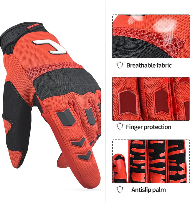 Dirt Bike & Motorbike Gloves for Men - Mountain Bike, Motocross & ATV Racing - Touch Screen, Full Finger Gloves for Cycl