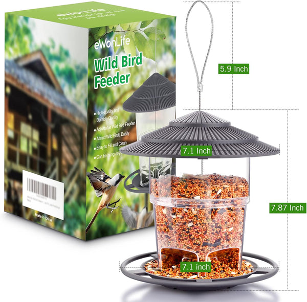Ewonlife Bird Feeders Outdoors Hanging, Squirrel Proof Bird Feeder for Outside, 2 Pack, Easy Clean and Fill, Adjustable Feeder with Sturdy Wire