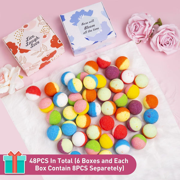 48 Natural & Organic Bath Bombs for Women and Kids, Rich in Essential Oils, Relaxation and Stress Relief, Bathbombs Gift Set for Mothers Day,
