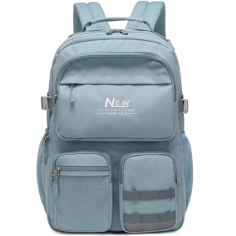 Water Resistant Backpack for Teen Girls Boys Students, Casual Multi Pockets Daypack with 15.6 inch Laptop pocket for Travel School College (Grey