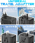 Universal Travel Adapter, 6.0A 30W 5 USB C/A Ports + 2500W AC Outlets, International Power Adapter for All USB Devices, Multi Plugs 110V 220V A/C,
