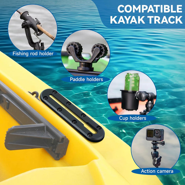 Kayak Track, Kayak Low Profile Track for Fishing Rod Holder, Kayak Track Accessories for Cup Holder, Kayak Accessories Mount Track, Kayak Rail