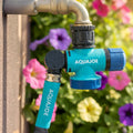 Aqua Joe SJI-MFGA1 Multi-Function Outdoor Water-Tap Connector, 180-Degree Pivoting Hose Connector with 360-Degree Rotating Tap Connector