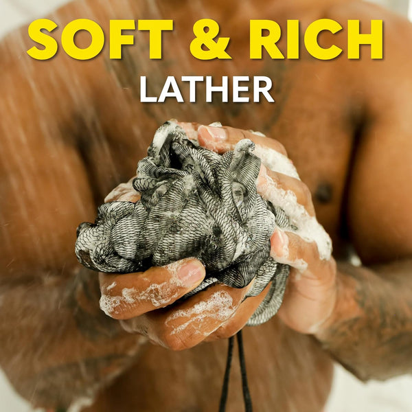 Beard Club Premium Exfoliating Loofah Sponge for Men - Soft Shower Body Scrubber for Men & Women, Large Bath Loofah for Luxurious Skin Care,