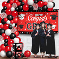 Katchon, Graduation Decorations Class of 2025 Red and Black - Huge, Pack of 76 | Congrats Grad Banner and Graduation Boxes 2025 | Red Balloon Arch