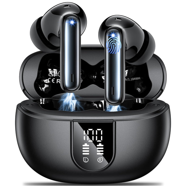 Wireless Earbuds Headphones Bluetooth 5.3 with 4 ENC Noise Cancelling Mics,Hi-Fi Stereo in Ear Ear Buds with LED Screen,42H Duration Playback,Ipx6