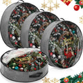 Aliceset 4 Pack Wreath Storage Containers, Storage Bags with Window and Handles, Durable Decoration Box Holder for Holiday(36 X 36 X 7.8 Inch,Gray)