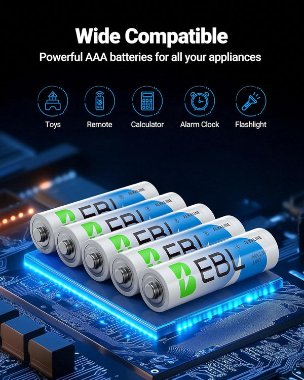 EBL AAA Batteries 24 Pack, 1.5V Alkaline Triple a Batteries, Long-Lasting Alkaline Power for All Your Devices, 10-Year Shelf Life