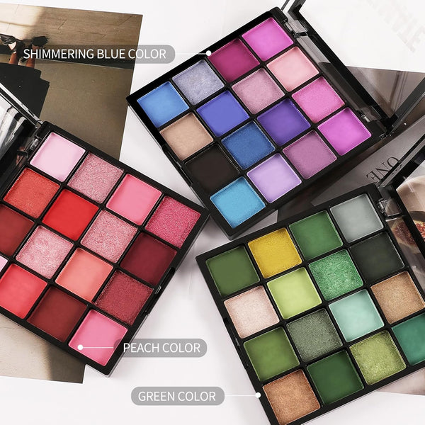Boobeen Colorful Eyeshadow Palette Makeup-16 Colors, Matte and Glitter Eyeshadow, Bright Eyeshadow palettes, Blendable, Easy to Build Dramatic