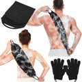 Anezus Exfoliating Back Scrubber Bath Gloves Set, Exfoliating Shower Towel with Shower Gloves for Body Scrub, Back Cleaner Wash Gloves to Remove