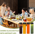 Danmu Glass Juice Bottles with Lids 16 Oz,Juicing Bottles Reusable Glass 100% Leakproof,Glass Bottles for