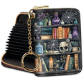 Credit Card Holder RFID Wallet, Small Card Holder Wallet for Women with Keychain Zipper, Funny Leather Print Credit Card Wallets Accordion Gift