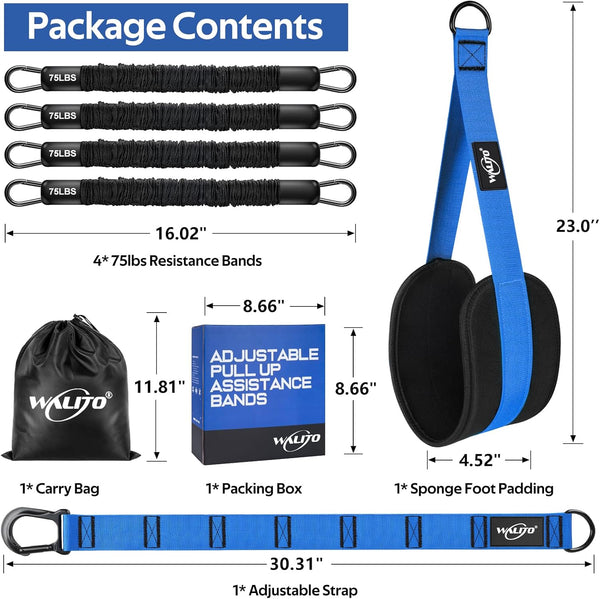 Pull up Assistance Bands, Heavy Duty Assisted Pull up Bands for Pull up Assist, Adjustable Weight/Size with Fabric Feet Mats, Upgrade Pull up