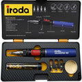 IRODA SOLDERPRO 90K Butane Soldering Iron Kit â 9 Piece Kit 3-In-1 Heat Tool (25â80W) Self-Igniting, Adjustable Flame, 17S Heat-Up, 53-Min