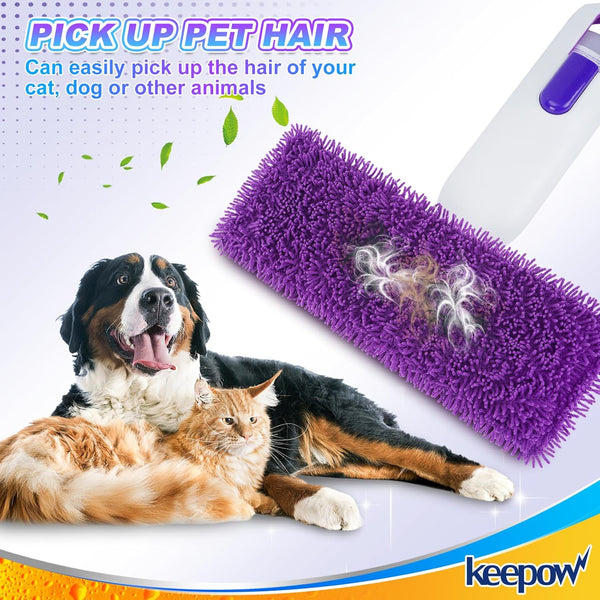 KEEPOW 8 Pack Reusable Pads for Swiffer Power Mop, Refill Pads for Swiffer Power Mop Wood Floor Cleaning, Microfiber Mop Pads for Hardwood Floors