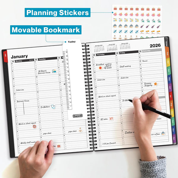 Dunwell Large Appointment Book 2025-2026 (Colorful), July 2025 - June 2026, 8.5 X 11 Appointment Planner 15 Minute Increments, Schedule Book with