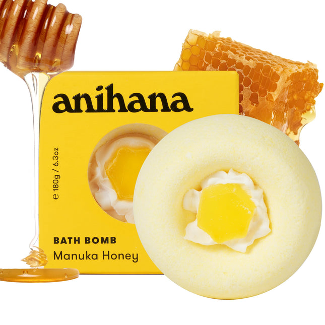 ANIHANA Bath Bombs with Coconut Oil, Paraben Free, Hand-Crafted Luxury Fizzers, Refreshing Peach Smoothie Scent, 6.3 Oz 