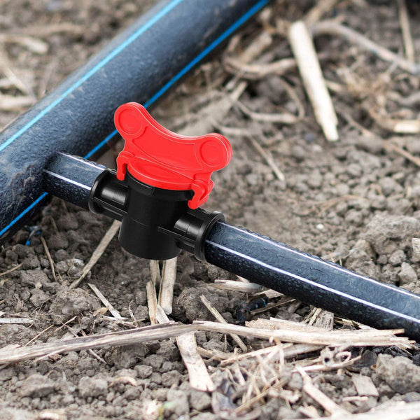 Boao Drip Irrigation Switch Valves - 1/2 Inch Double Male Barbed Valve - Manual Adjustment with Red Handle Top(4)