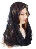 PAMOR Infinity Chapel Veil Floral Latin Mass Head Covering Lace Scarf Mantilla Veils for Church