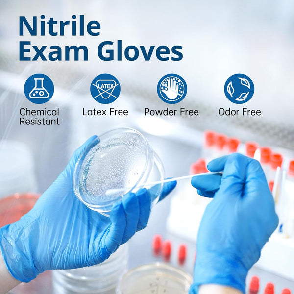 Disposable Nitrile Exam Gloves, Blue, Gloves Disposable Latex Free for Medical, Cleaning & Food Prep, 100-Ct