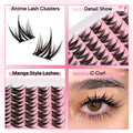 Lash Clusters Manga Eyelash Clusters Spiky Cluster Eyelash Extensions 80Pcs C Curl Individual Lashes Volume Anime Lash Clusters with Thin Band