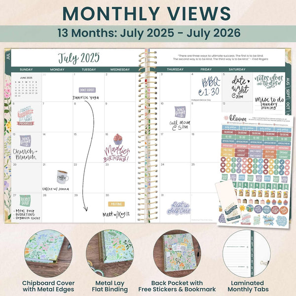 Bloom Daily Planners HARDCOVER 2025-2026 (8.5" X 11") Academic Year Day Planner (July 2025 - July 2026) - Task Goal Organizer - Monthly & Weekly