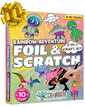 Craftikit Â® Rainbow Adventure Foil Art & Scratch Art for Kids- 2-In-1 Arts and Crafts Kit for Kids Ages 4-10 - Rainbow Crafts for Boys Ages 4, 5,