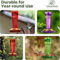 Kingsyard Glass Hummingbird Feeder for Outdoors Hanging - 6 Bee Guard Feeding Ports & Built-In Ant Moat, Wild Bird Feeder for outside Garden Yard