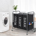 STORAGE MANIAC 3 Section Laundry Sorter, 3 Bag Laundry Hamper Cart with Heavy Duty Rolling Lockable Wheels and Removable Bags, Laundry Organizer