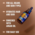 King C. Gillette Beard Oil for Men - Argan, Jojoba, Avocado, Macadamia Seed and Almond Oils - Moisturize and Soften Beard
