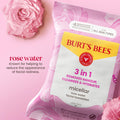 Burt'S Bees Rose Water Face Wipes, for All Skin Types, Hydrating Micellar Makeup Remover & Facial Cleansing Towelettes, 30 Ct (3-Pack)