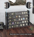 J JACKCUBE DESIGN Rustic Wood Wall Mount Coins Display Rack - 5 Tier Military Holder for Army, Air Force, Navy Awards Collectors Shelf - MK590A