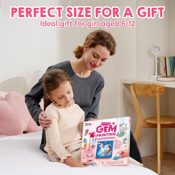 Klever Kits 16 Projects Gem Painting, Kids Diamond Gem Painting Kit with 5D Gem, Arts and Crafts for Girls Ages 6-12, Gem Craft Activities Kits,