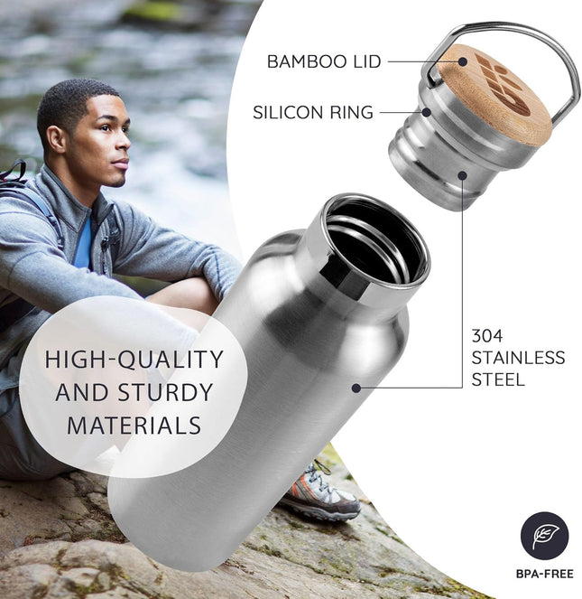 Bambaw Insulated Water Bottle 24Oz | Stainless Steel Water Bottle | Insulated Water Bottles | Travel Water Bottle | Meta