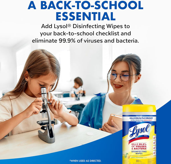 Lysol Disinfecting Wipes Bundle, Home Apartment Dorm Room Essentials and Cleaning Supplies, All Purpose Cleaner, Multi-Surface Cleaning Wipes,