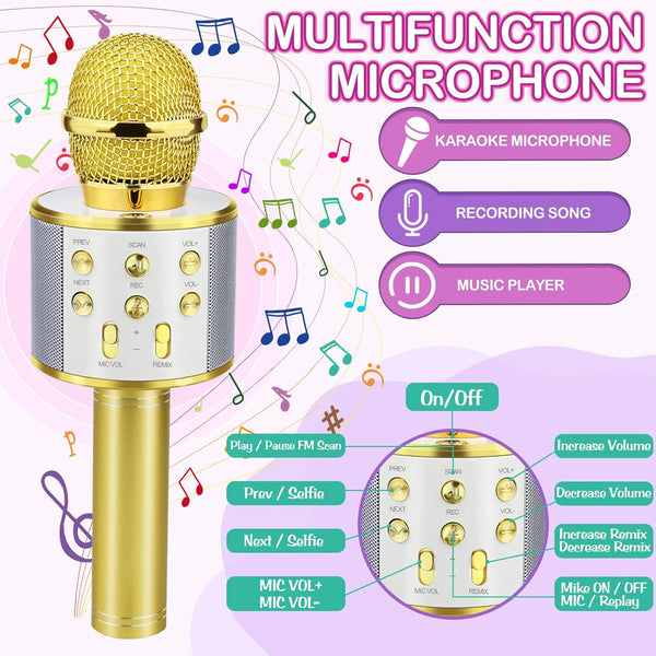 Birthday Gifts for 3-11 Year Old Girls, Bluetooth Karaoke Microphone for Kids Gifts for Teenage Girls Christmas Stocking Stuffers for Kids Popular