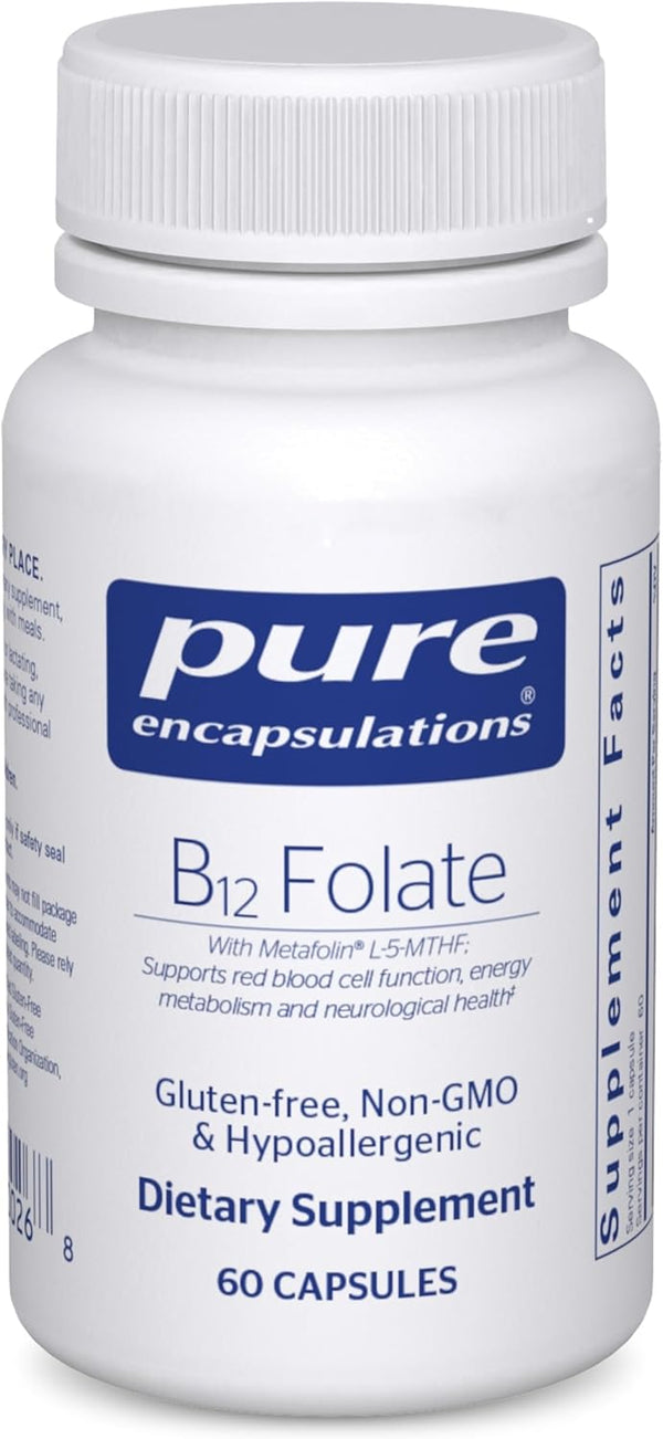 Pure Encapsulations B12 Folate - Energy Supplement to Support Nerves, Energy Metabolism & Cognitive Support* - with Vitamin B Folate as Metafolin
