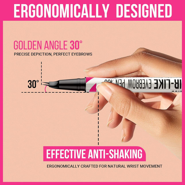 iMethod Curved Eyebrow Pen - 2-in-1 Dual-Ended Eyebrow Pencil with Curved Tip and Precise Brush-Tip, Microblading Pen fo