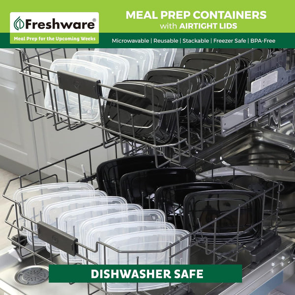 Freshware Meal Prep Containers [50 Pack] 1 Compartment Food Storage Containers with Lids, Bento Box, BPA Free, Stackable,