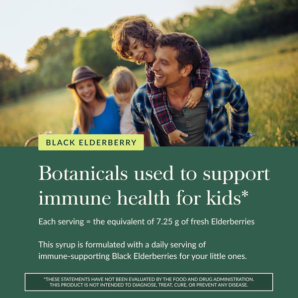 Gaia Herbs GaiaKids Black Elderberry Syrup - Delicious Immune Support Supplement for Kids* - with Organic Black Elderberries & Honey - USDA