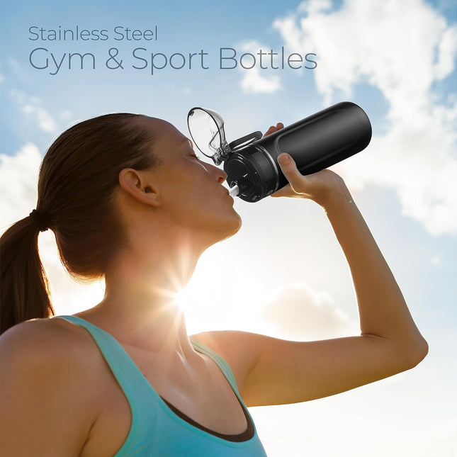 SIPX™ 18 oz Premium Stainless Steel Water Bottle with Straw Lid – Triple Insulated, Leakproof, BPA-Free – Slim, Durable 