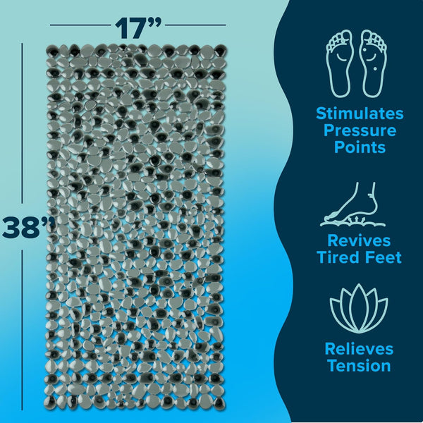 Slipx Solutions Extra Long Deep Foot Massager Bath Tub & Shower Mat 38X17 | Non-Slip, 188 Suction Cups | Feels Great on Tired Feet, Looks like