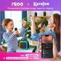 IROO Mini Karaoke Machine for Kids Adults(Karafun Premium), Portable MP3 Player with 2 Wireless Mics and Party Lights for Smartphones, Birthday