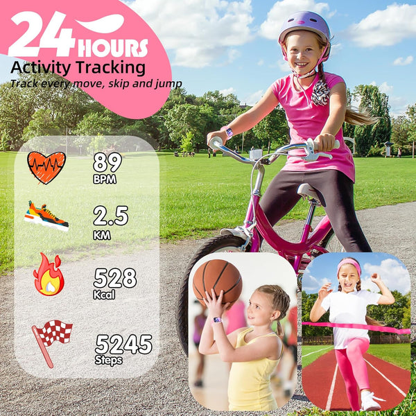 Fitness Tracker Watch for Kids, IP68 Waterproof Kids Smart Watch with 1.5" DIY Dials 19 Sport Modes, Pedometers, Heart Rate, Sleep Monitor, Great