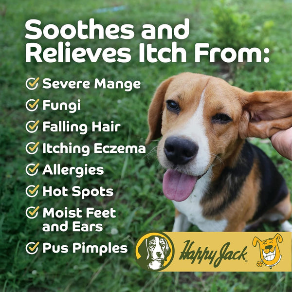 HAPPY JACK Mange Medicine & Treatment for Dogs & Horses - Brings Soothing Itch Relief to Severe Mange, Fungi, Allergies, Eczema & Most Dog Skin