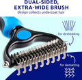 Pat Your Pet Deshedding Brush - Double-Sided Undercoat Rake for Dogs & Cats - Shedding Comb and Dematting Tool for Grooming, Extra Wide
