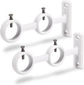Goowin Double Curtain Rod Holder, 2Pcs Brackets Hooks for Living Room, Bedroom Drapery Rods (White)
