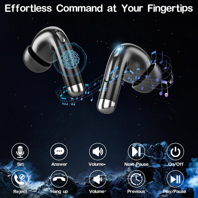 Wireless Earbuds Bluetooth Headphones, Bluetooth 5.4 Stereo Sound with LED Display, Active Noise Cancellation, IP7 Water