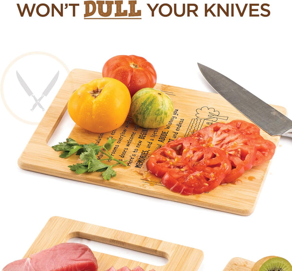 Housewarming Gifts for New Home - Bamboo Cutting Board with Engraved Message - New Home Essentials for Homeowners, Couples, Friends, or Family -